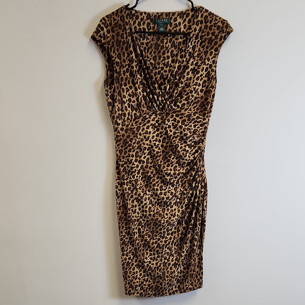 Lauren Ralph Lauren Leopard Print Midi Dress - Brown Black